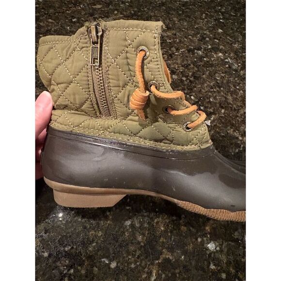 Sperry Women's Saltwater Quilted Duck Boots Green Size 8 Rainy Day Chic - Picture 5 of 6